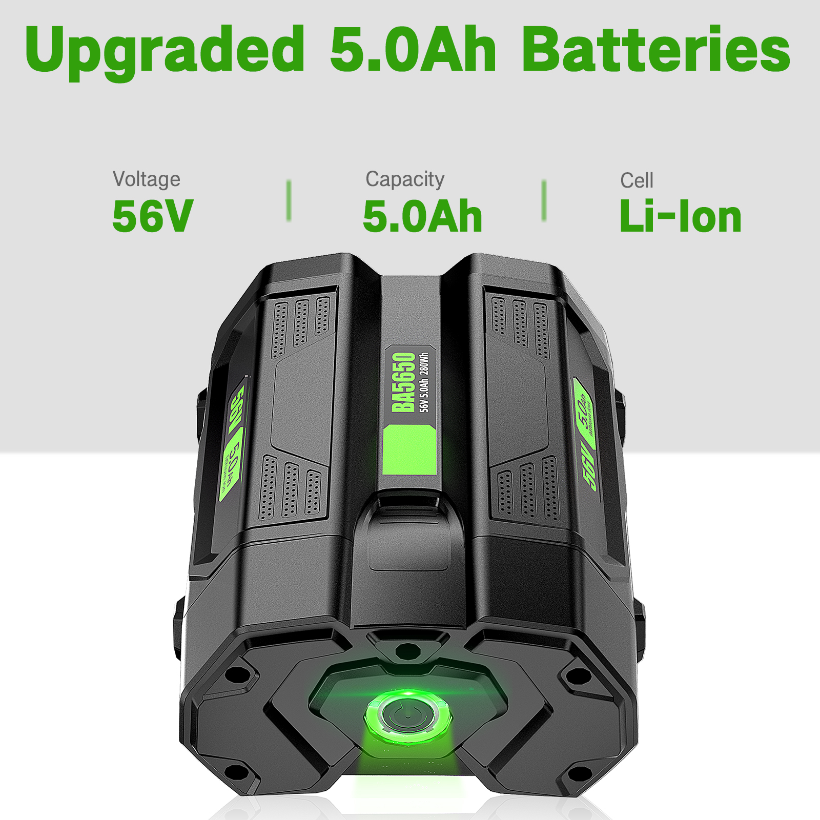 thumbnail image 2 of Compatible EGO 56V 5Ah Battery – Fits BA1400, BA2800, BA4200 Models, Lithium-Ion 2 of 5