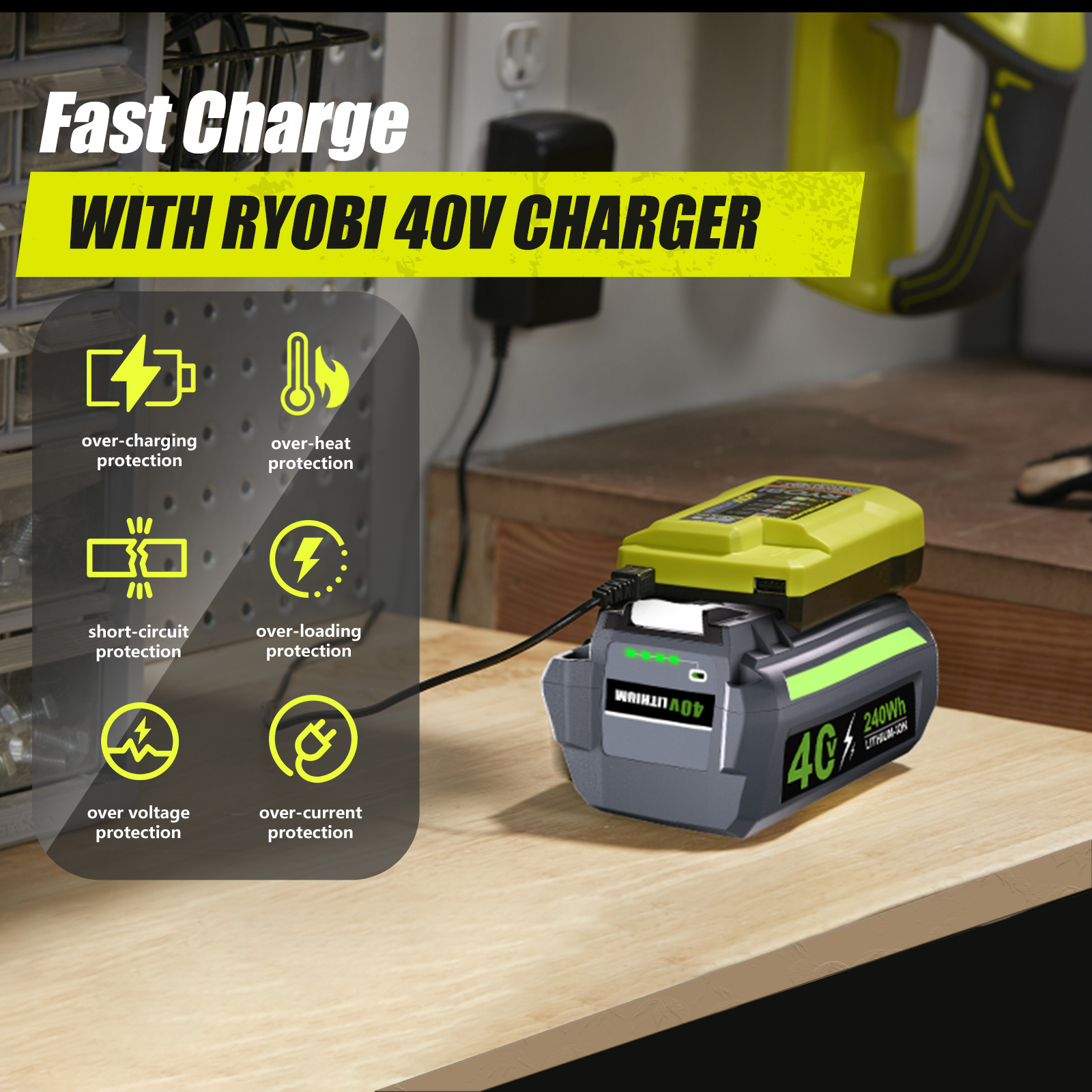 thumbnail image 2 of NEW 40V 6000mAh Lithium-Ion Replacement Battery For Ryobi 40V Cordless Tools 2 of 13