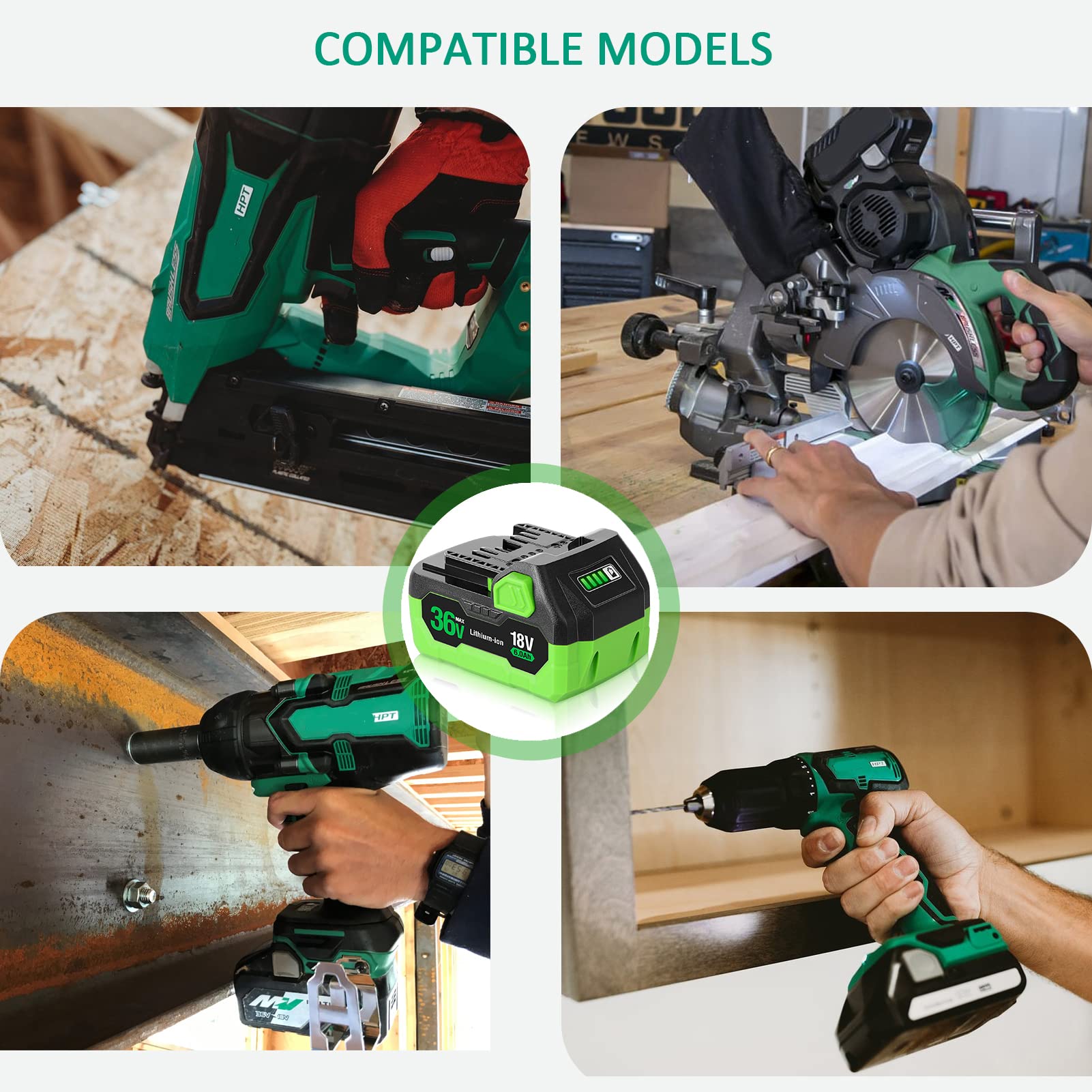 Metabo HPT 18V 2-Pack Battery & Charger Kit - 2.0Ah Lithium-Ion Batteries With Charge Indicator